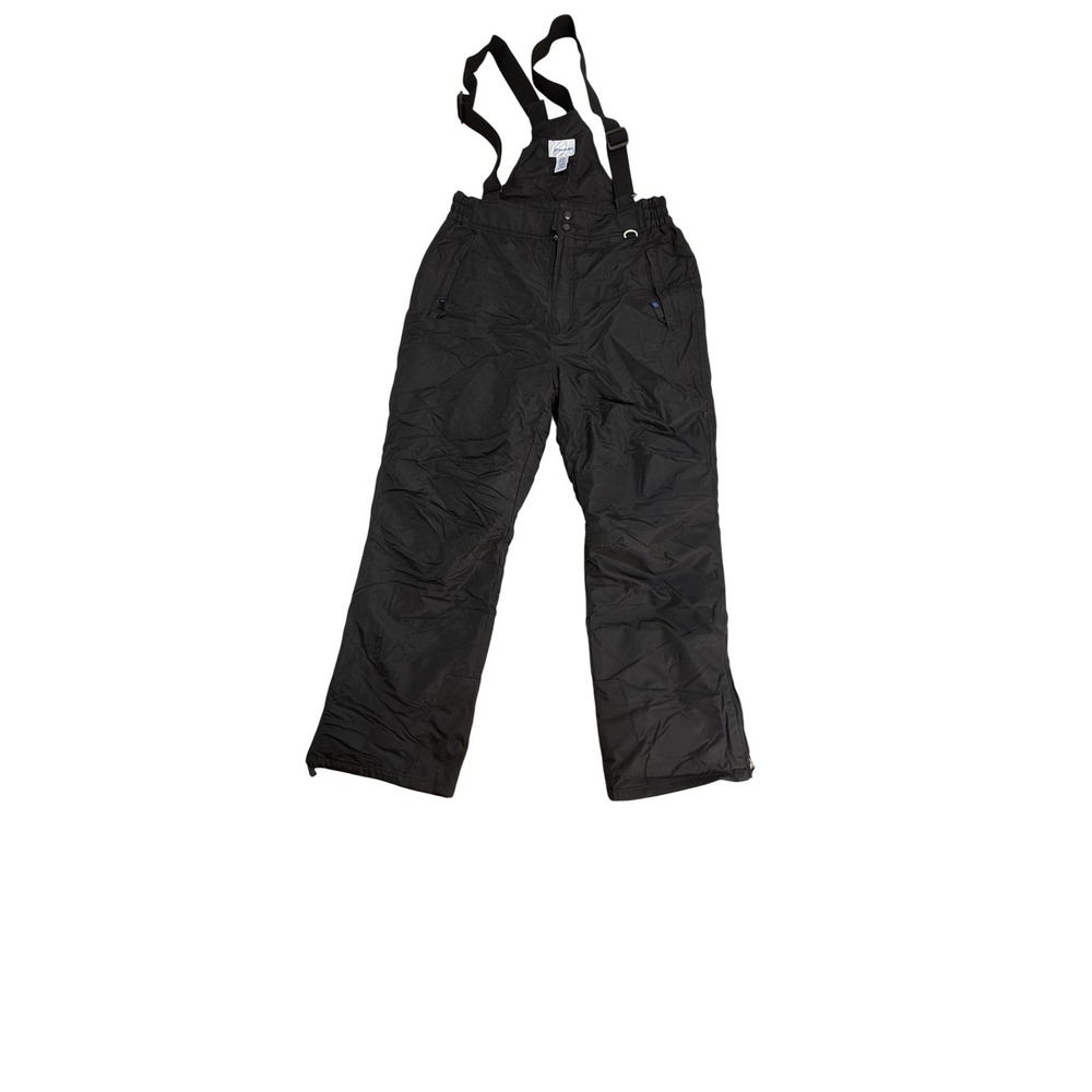 Slalom Snow Bib Pants Mens Large Black Insulated Elastic Waist Pockets‎ Skiing